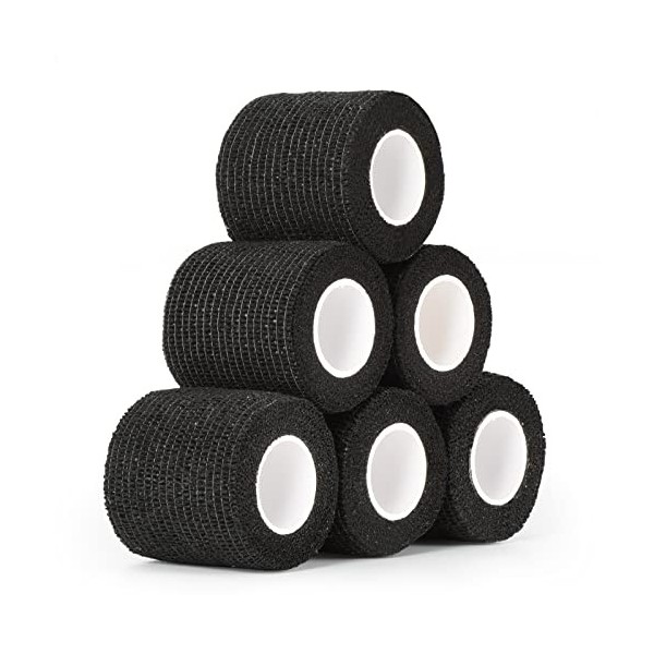 SEADESKY Bandage Autoadhésif Cohésifs 5cm x 4,5m, 6 Rouleaux Bande Cohesive Bandages Auto-adhésifs Bandes Cohésifs Bandage De