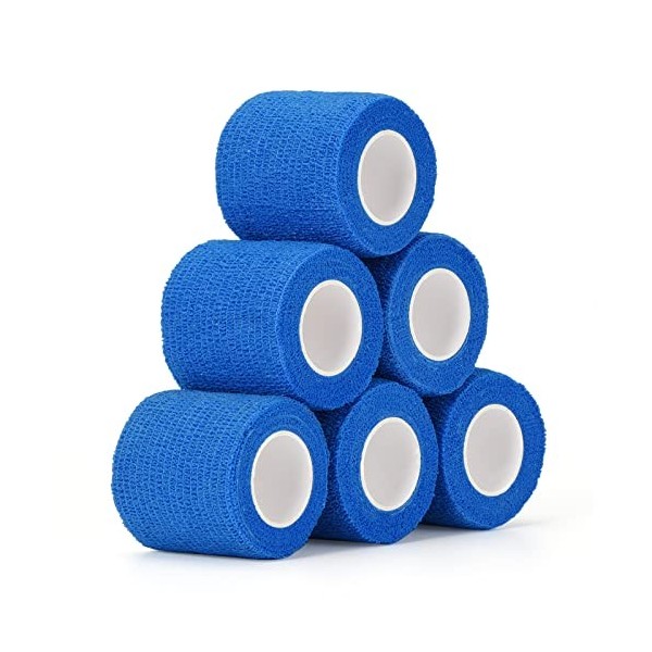 SEADESKY Bandage Autoadhésif Cohésifs 5cm x 4,5m, 6 Rouleaux Bande Cohesive Bandages Auto-adhésifs Bandes Cohésifs Bandage De