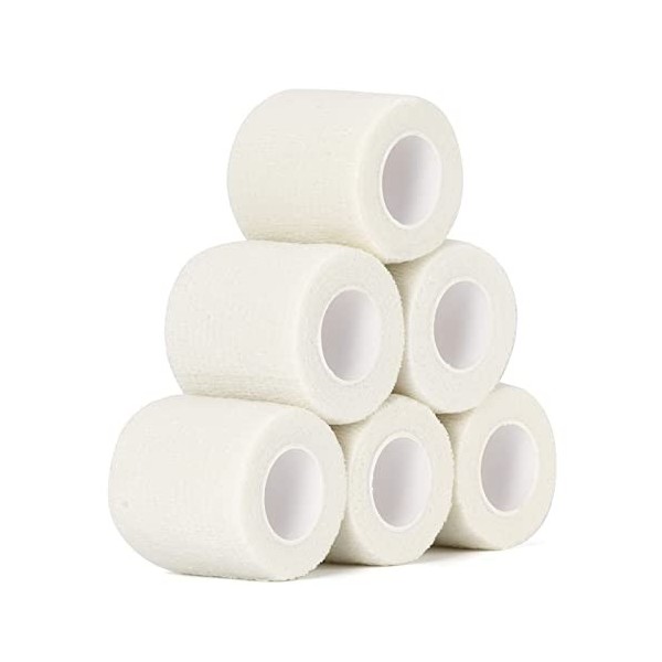 SEADESKY Bandage Autoadhésif Cohésifs 5cm x 4,5m, 6 Rouleaux Bande Cohesive Bandages Auto-adhésifs Bandes Cohésifs Bandage De