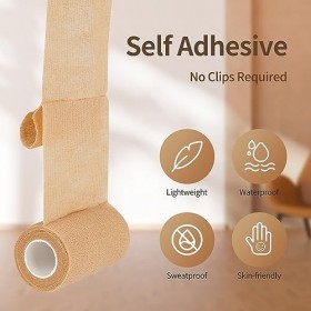 Bandage Autoadhésif 10 cm x 4,5 m, 12 Rouleaux Bande Cohesive Vet Wrap, pour les Premiers Soins, les Sports, les Chevaux, les
