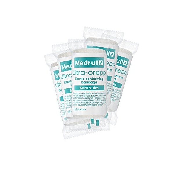 Medrull - Lot de 20 bandes de gaze - 6 cm x 4 m - bande médicale - élastiques ultra résistantes - non-stérile - sans adhérenc