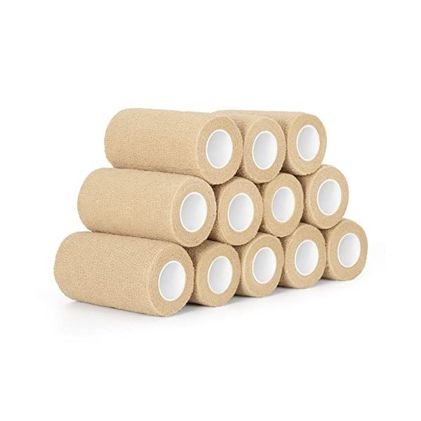 SEADESKY 12 Rouleaux Bandage Autoadhésif 10 cm x 4,5 m Bande Cohesive Bandages Cohésifs Vet Wrap Sports Bande pour Premier Se