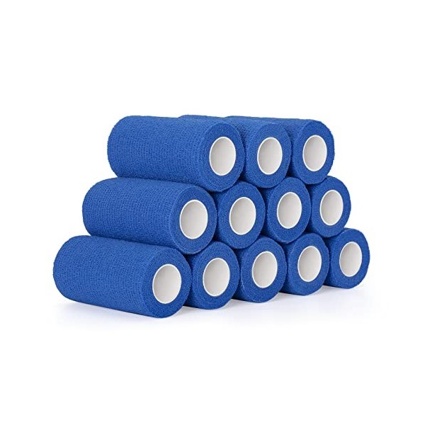 SEADESKY 12 Rouleaux Bandage Autoadhésif 10 cm x 4,5 m Bande Cohesive Bandages Cohésifs Vet Wrap Sports Bande pour Premier Se