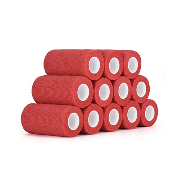 SEADESKY 12 Rouleaux Bandage Autoadhésif 10 cm x 4,5 m Bande Cohesive Bandages Cohésifs Vet Wrap Sports Bande pour Premier Se