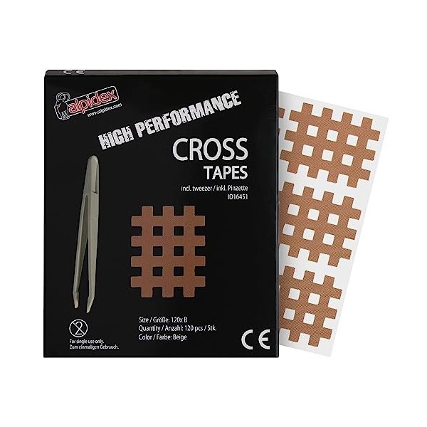 ALPIDEX Cross Tape 170 Pièces - Taille A.B et C Multicolore Cross Patch Taille Pincette Incluse Pansement à Grille Acupunctur