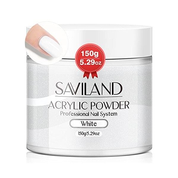 Saviland Acrylic Powder Transparente, 150g Grande Capacité Acrylique Ongle, Acrylique Ongles Poudre Professional pour Applica