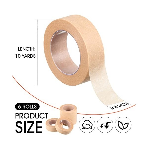 6 Rouleaux Ruban de Peau Flexible Ruban de Nez Respirant Bande de Gaze Auto-Adhésive pour Blessures Gonflement Sports, 0,5 Po