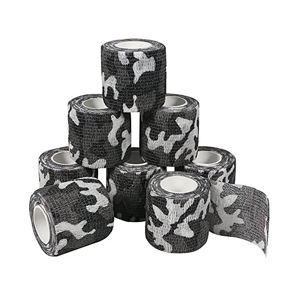 QiGui 8 Rouleaux Bande Cohésive Camouflage Bandage Autoadhésif Cohésifs Camo Ruban Auto-adhésif Elastiques Bandage Médical Ba