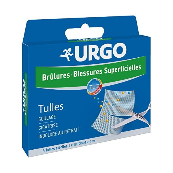 Urgo - Tulles Brûlures - Blessures superficielles - Tulle lipido-colloïde - Petit format, x6