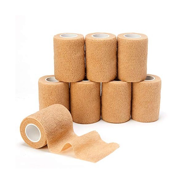 SUPERBE Bandage Autoadhésif Bande Cohésive 7.5cm X 4.5m , 8 Rouleaux d’élastiques Bandage, Sports, Poignets & Chevilles