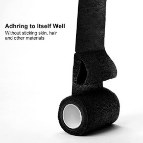 SUPERBE Bandage Autoadhésif Noir 5cm X 4,5m, 12 Rouleaux de Bande Cohesive, Bande Adhesive Elastiquef Bandes pour Strapping, 