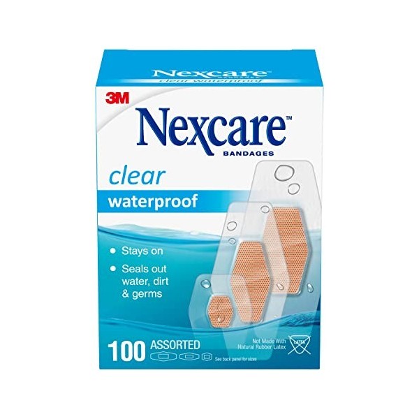 3M Nexcare Waterproof Bandages 100/Pkg-Assorted Sizes