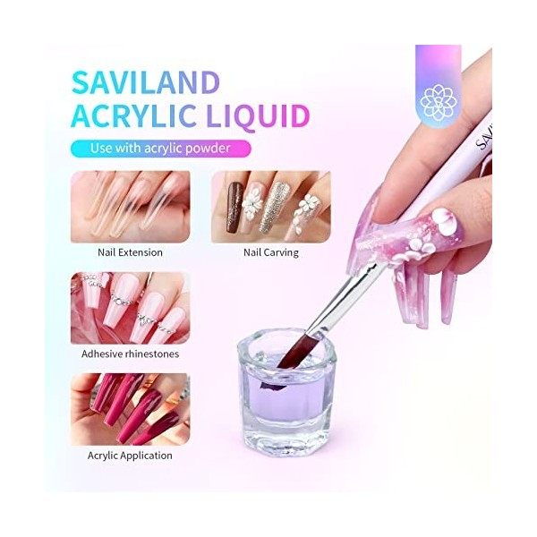 Saviland Liquide Acrylique Professionel, 120ML Monomer Acrylique Ongle Non-Jaune, Liquide Acrylique pour Ongles, Resine Ongle