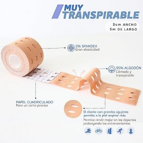 Ruban kinésiologique de sport, ruban adhésif neuromusculaire pour blessures sportives, très respirant, couleur chair 5 cmx5 m