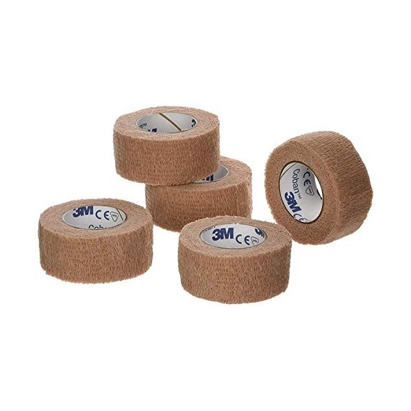 3M Coban Lot de 5 rouleaux de papier adhésif Marron clair 2,5 cm x 4,7 m