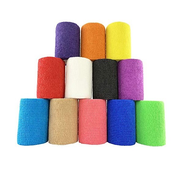 Inksafe Lot de 12 bandages cohésiques auto-adhérents 7,5 cm x 4,5 m