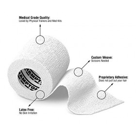 Hampton Adams Paquet de 14 2 x 5 verges |&nbsp;Bandage auto-adhésif blanc Bandage auto-adhésif respirant pour les personnes et l