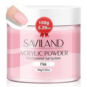 Saviland 150g Poudre Acrylique pour Ongles, Rose Poudre pour Ongles en Acrylique, Grande Capacité Acrylique pour Extension d