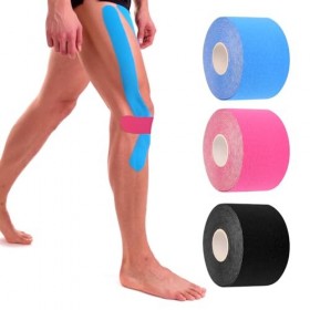 3 Rouleaux Kinesiology Tape, Bande de Kinésiologie de Sport pour Les Muscles, Bandes de Kinésiologie, Bleu/Rose/Noir, Étanche