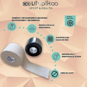 Utopikoo® Sparadrap de sport [12 rouleaux de 3,8 cm x 10 m + ciseaux physiothérapie]-Tape Crossfit doigts-bande physiothérape