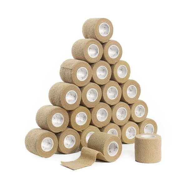 JCLIFE 24 Rouleaux Bande Cohésive Elastique, 5cm x 4,5 m Bandes de Kinésiologie, Bandage Autoadhésif Cohésifs, Adhésifs Sport