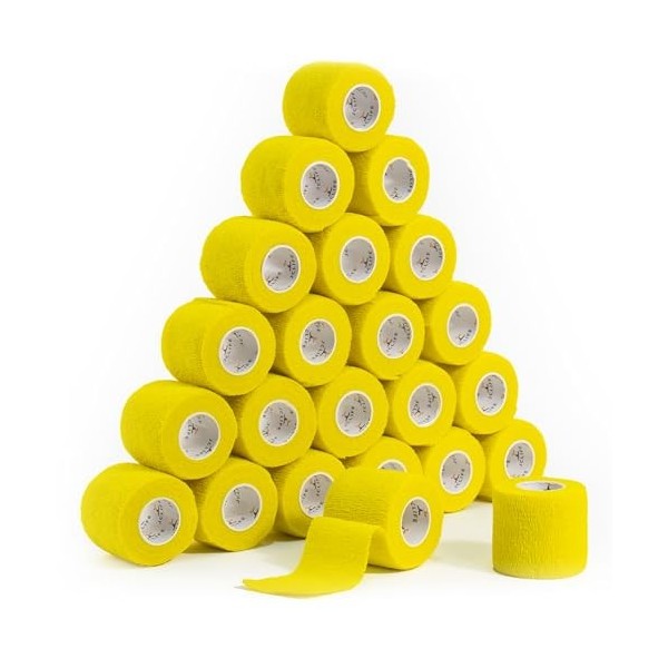 JCLIFE 24 Rouleaux Bande Cohésive Elastique, 5cm x 4,5 m Bandes de Kinésiologie, Bandage Autoadhésif Cohésifs, Adhésifs Sport