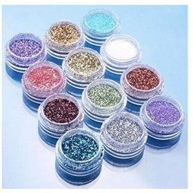 12pcs Couleur Paillettes Poudre Poudre Astuce Décoration Nail Art