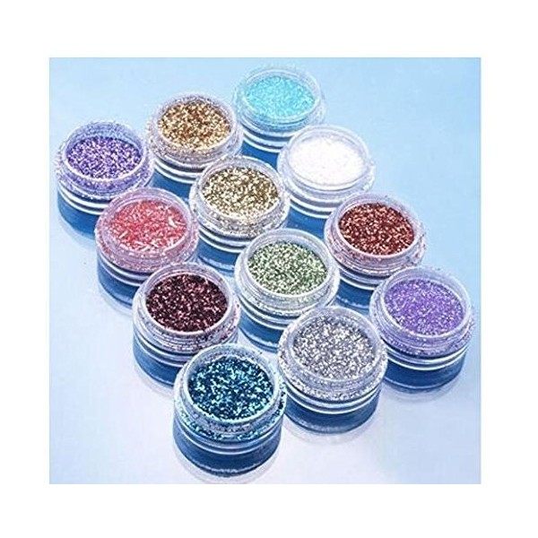 12pcs Couleur Paillettes Poudre Poudre Astuce Décoration Nail Art