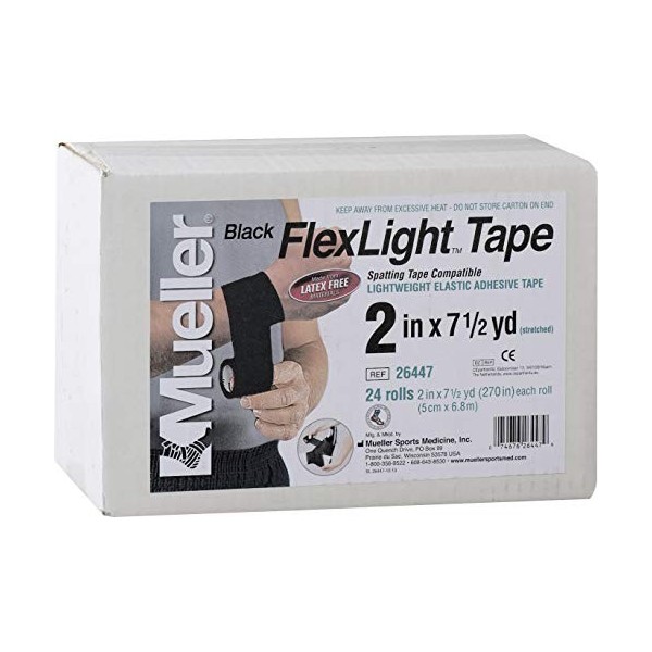 MUELLER Bandage Flexlight, Noir, 5 cm x 6,8 m, 24 Rouleaux/boîte Bandeau Mixte, 5cm x 6,8m