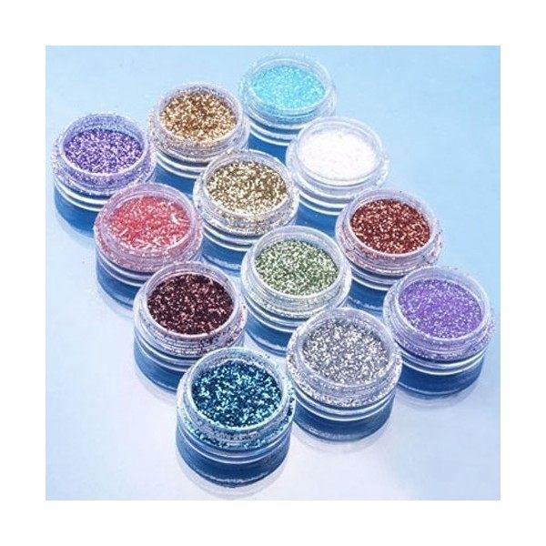 12pcs Couleur Paillettes Poudre Poudre Astuce Décoration Nail Art