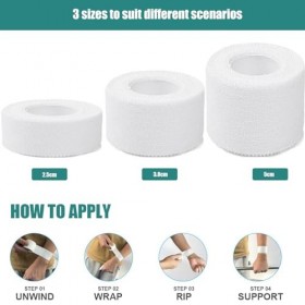 Dyroe Lot de 3 rouleaux de ruban adhésif hypoallergénique pour le football, le volley-ball, lescalade - Blanc - 2,5 cm x 9,1