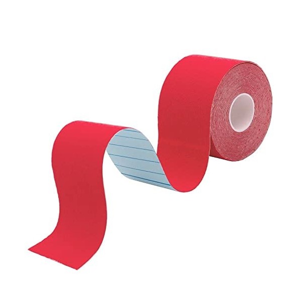 WOKHLA Bande de kinésiologie rouge étanche – Sans latex pour muscles et physio 5 cm x 9 cm x 11,6 cm, colle médicamenteuse fo