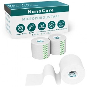 NanaCare Ruban chirurgical microporeux 5 cm x 10 m | 3 rouleaux de ruban chirurgical microporeux | Ruban de premiers secours 