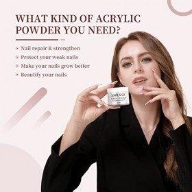 Saviland Poudre Acrylique pour Ongles, 60g Acrylique Ongle Transparente, Vernis Poudre pour Extensions dongles en Acrylique,