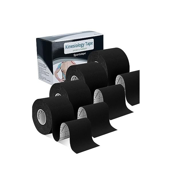 Lychee Kinésiologie Tape 4 rouleaux , bande de sport élastique thérapeutique imperméable pour soulager la douleur 5 cm x 5 m