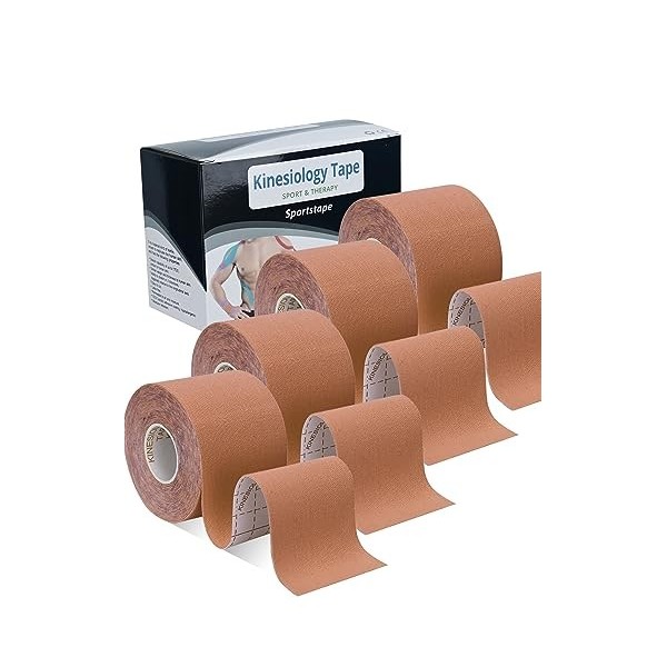 Lychee Kinésiologie Tape 4 rouleaux , bande de sport élastique thérapeutique imperméable pour soulager la douleur 5 cm x 5 m