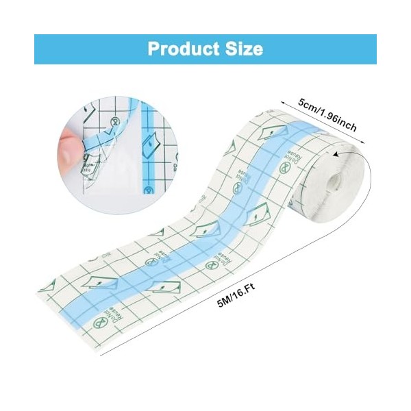 Transparent Pansement Bandage,5cmx5m Transparent Adhésif Médical Bandage,Pansement Tatouage,Bandage Transparent Imperméable,P