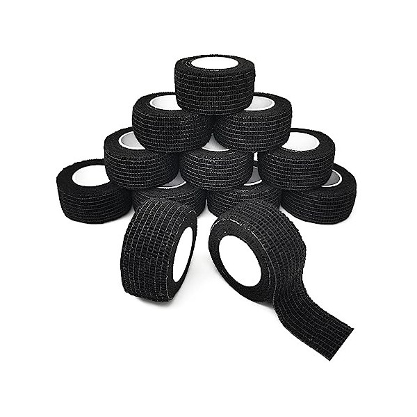 12 Rouleaux Bandage Autoadhésif, Bande Pansements non Tissées Medical, Strap Cohésive Elastique pour Doigt Poignets Cheville 