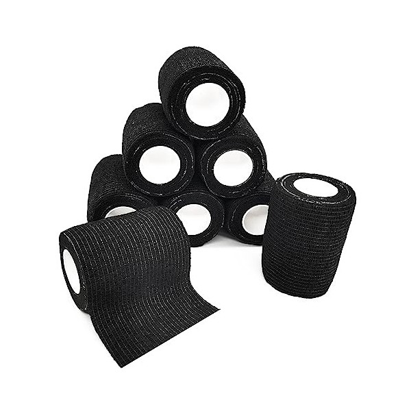 8 Rouleaux Bandage Autoadhésif Bande Cohésive Elastique Compresses non Tissées Strapping Sparadrap pour Poignet Genou Chevill