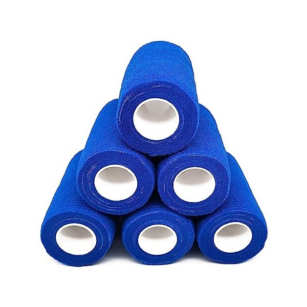 6 Rouleaux Bandage Cohésive Elastique Strapping Compresses non Tissées Sparadrap Bandage Autoadhésif Bande pour Poignet Genou