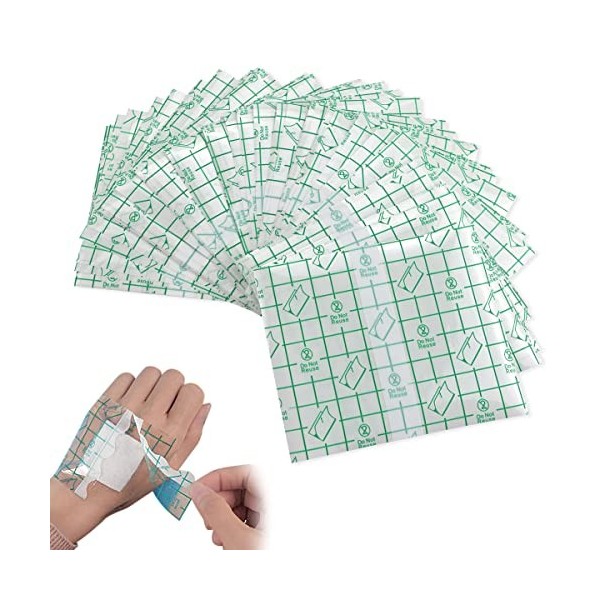 50 Pièces Transparent Pansement Bandage,Imperméable Tatouées Bandage, Transparent Adhésif Médical Bandage, Plâtre de Fixateur