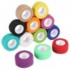 12 Rouleaux Bandage Autoadhésif, 2,5 cm x 4,5 m Bande Cohesive Bande Adhésive élastique Strapping pour Sport Main Bras Pied A