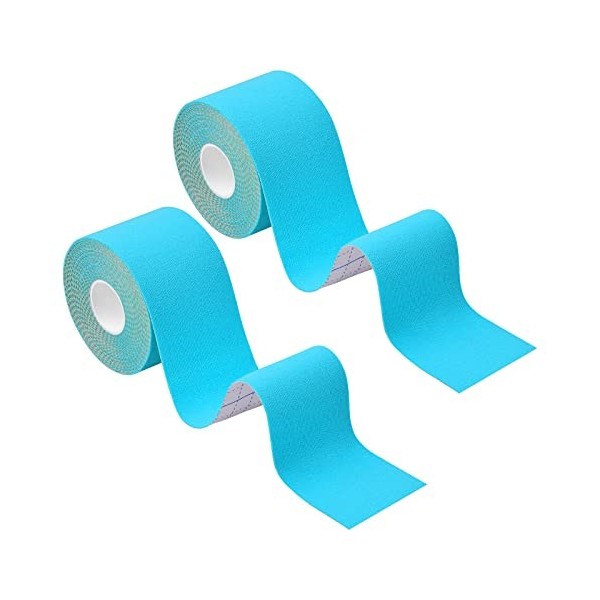 2 Rolls Bandes Kinésiologie Sport 5mx5cm, Bande Sportive Adhesive Hypoallergénique, Ruban Thérapeutique Muscles Élastique Imp