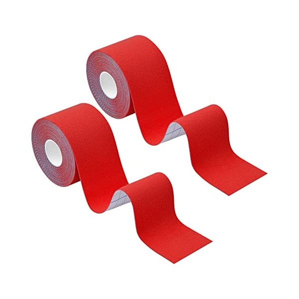 2 Rolls Bandes Kinésiologie Sport 5mx5cm, Bande Sportive Adhesive Hypoallergénique, Ruban Thérapeutique Muscles Élastique Imp...