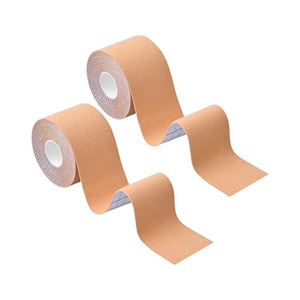 2 Rolls Bandes Kinésiologie Sport 5mx5cm, Bande Sportive Adhesive Hypoallergénique, Ruban Thérapeutique Muscles Élastique Imp