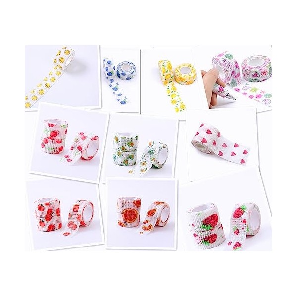 FLZONHUT Lot de 10 rouleaux de bandage auto-adhésif élastique auto-adhésif,pansement enfant,bande kinesiologie,pour chat, chi