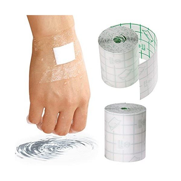 Transparent Pansement Bandage, 2 volumes 5cm*5m Bandage Adhésif Extensible Imperméable Tatouées Bandage, Transparent Adhésif 