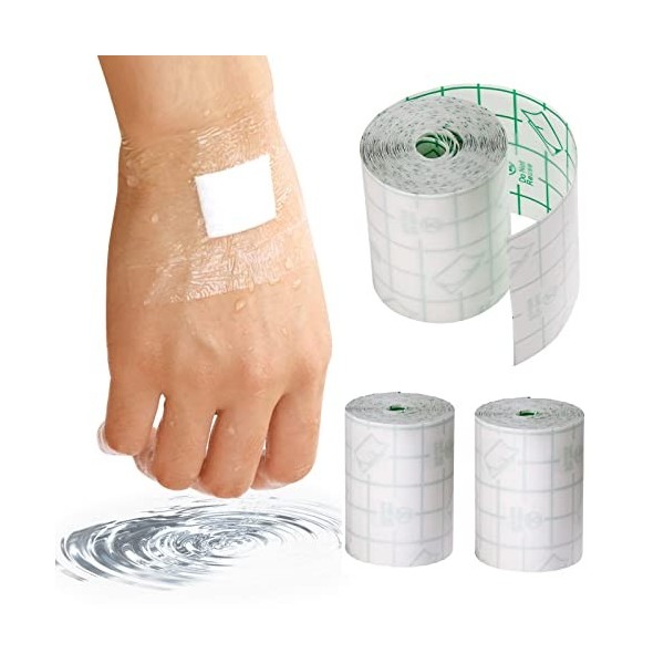 Transparent Pansement Bandage, 2 volumes 5cm*5m Bandage Adhésif Extensible Imperméable Tatouées Bandage, Transparent Adhésif 