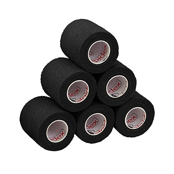 ALPIDEX 6 Rouleaux Bande Cohésive 5 cm x 4,5 m Bandage Autoadhésif Plusieurs Couleurs Bande Auto Adhésif Strap Doigt Cheville