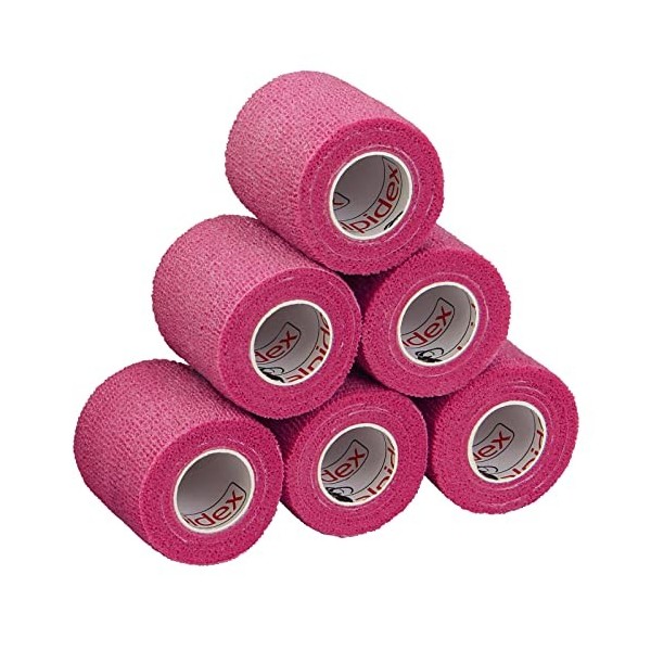 ALPIDEX 6 Rouleaux Bande Cohésive 5 cm x 4,5 m Bandage Autoadhésif Plusieurs Couleurs Bande Auto Adhésif Strap Doigt Cheville